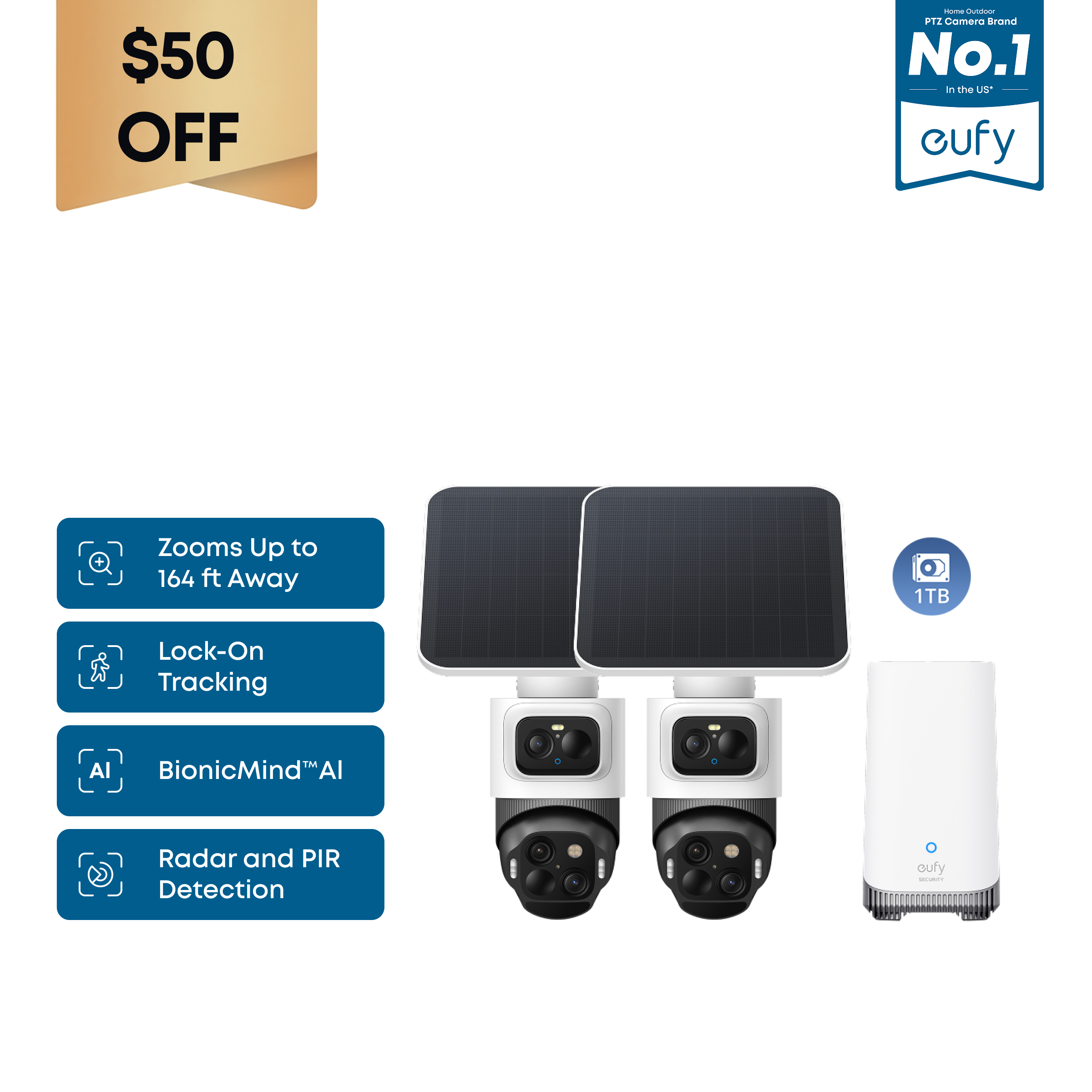 eufyCam S4 2-Cam Kit + 1 TB Hard Drive