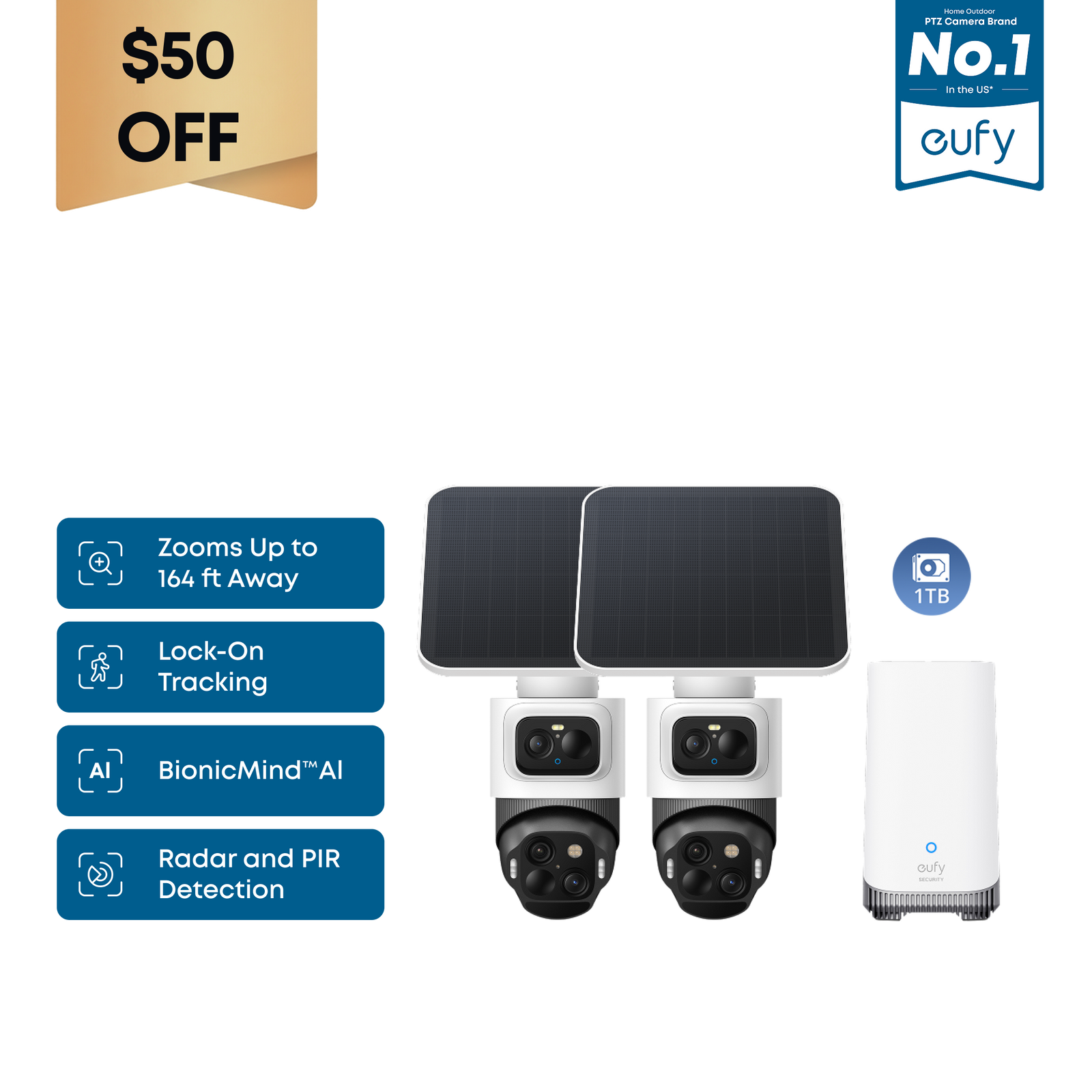 eufyCam S4 2-Cam Kit + 1 TB Hard Drive