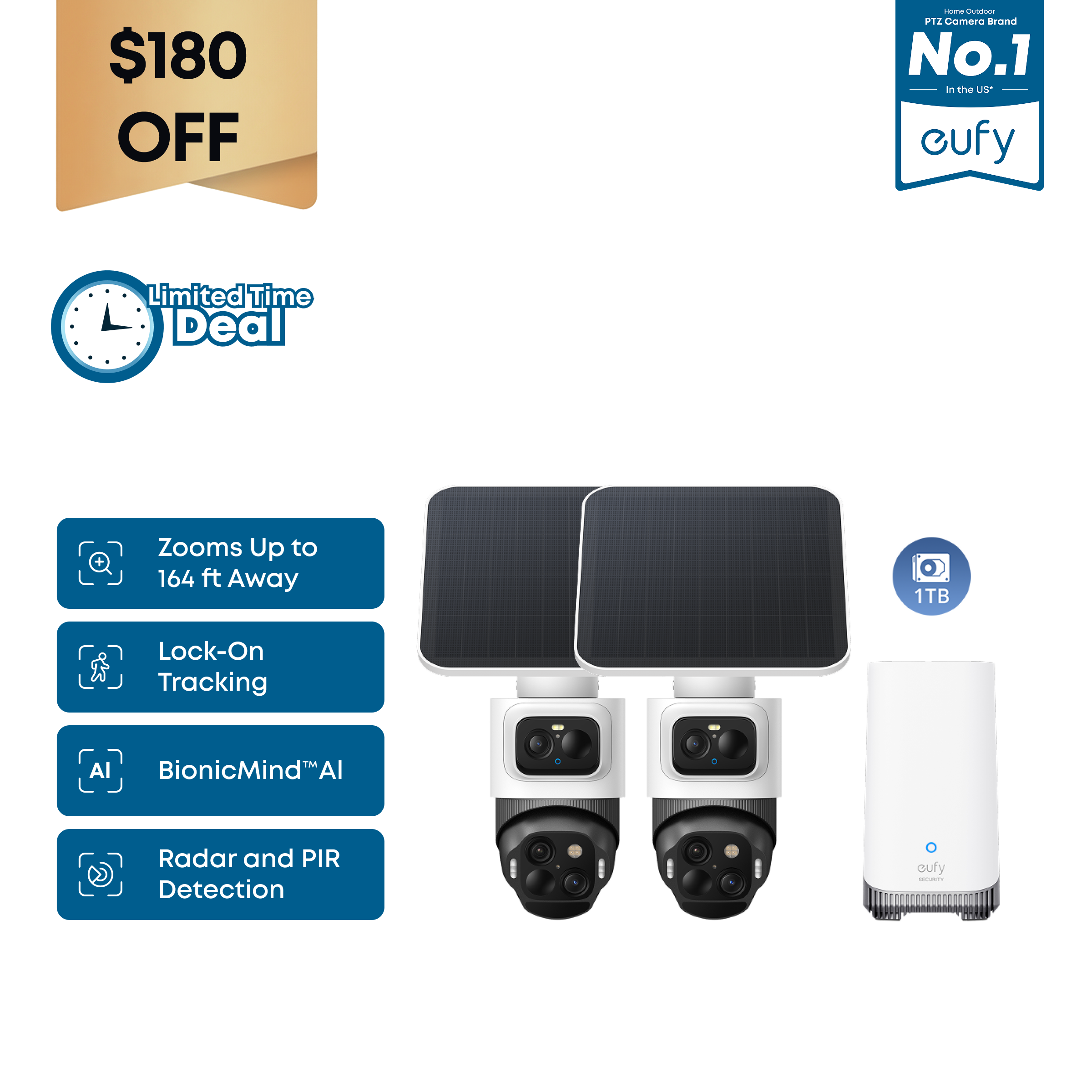 eufyCam S4 2-Cam Kit + 1 TB Hard Drive
