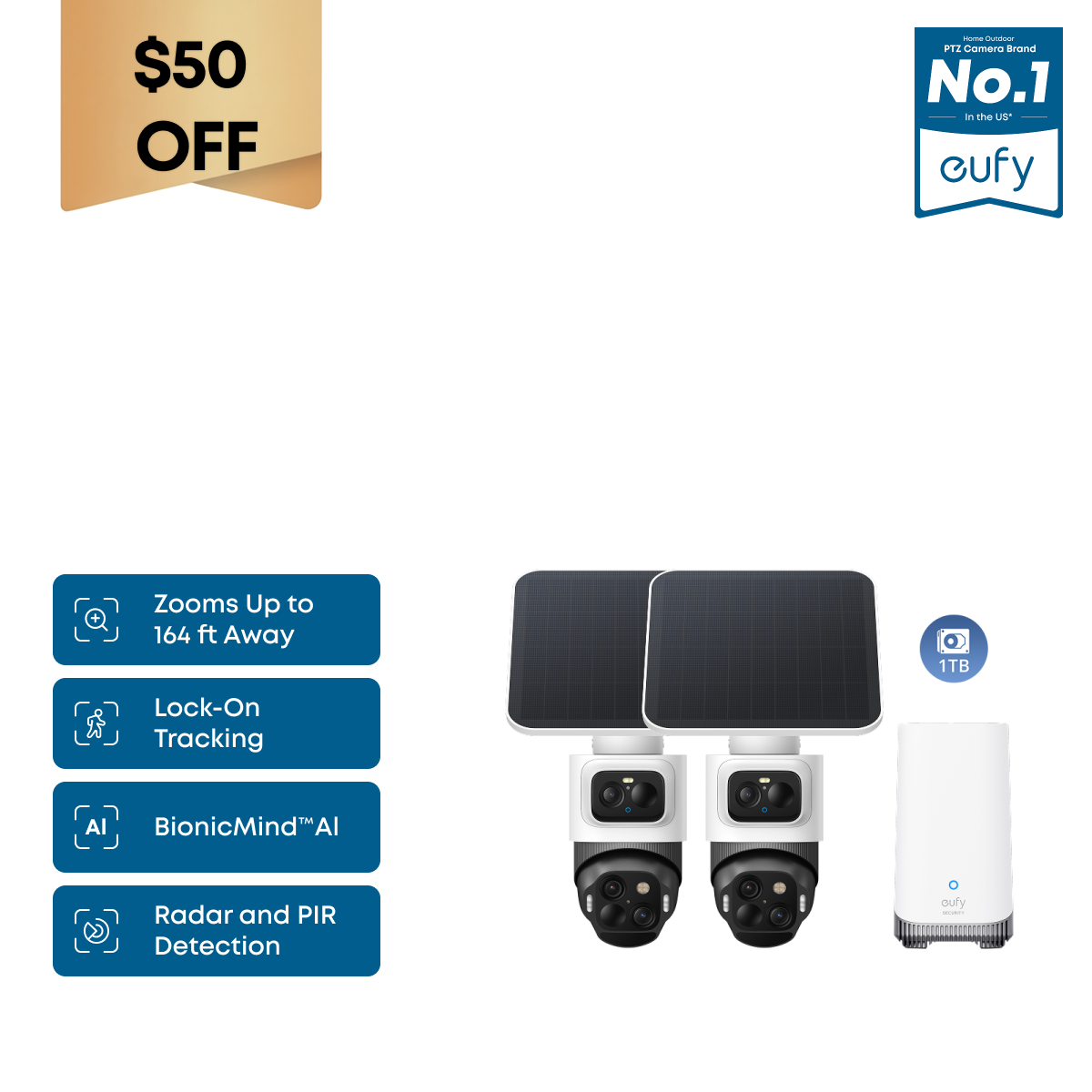 eufyCam S4 2-Cam Kit + 1 TB Hard Drive
