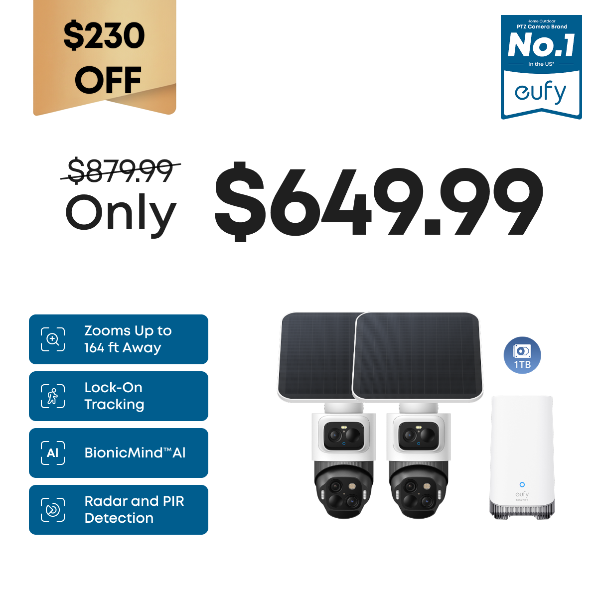 eufyCam S4 2-Cam Kit + 1 TB Hard Drive