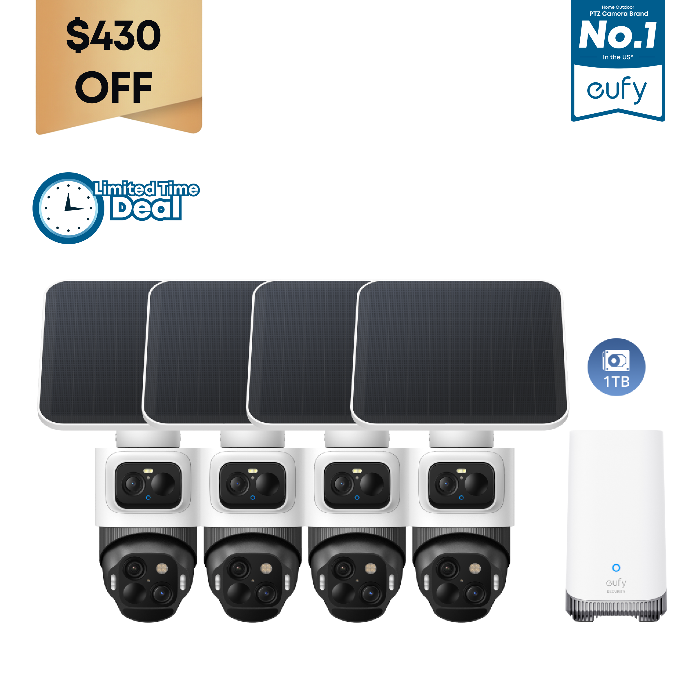 eufyCam S4 4-Cam Kit  + 1 TB Hard Drive