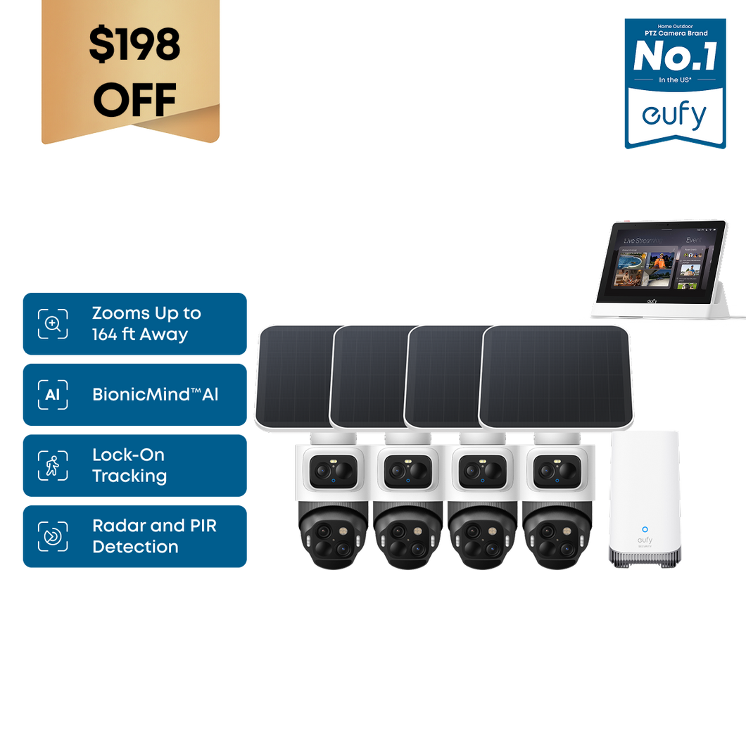 eufyCam S4 4-Cam Kit + eufy Smart Display E10