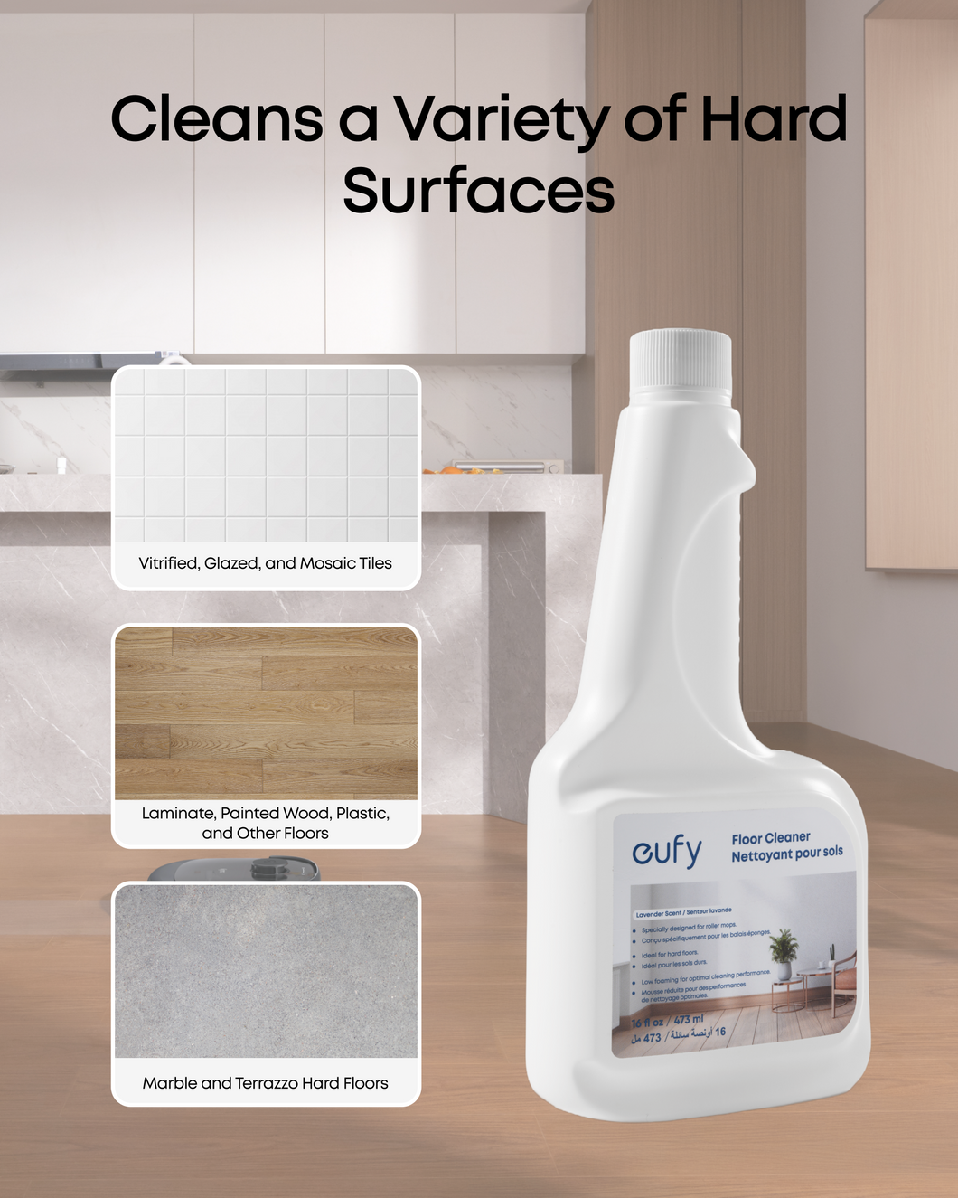 eufy Floor Cleaner, Ready to Use, 473 ml, Floor Cleaner, Accessory Compatible with eufy E28 & eufy C28