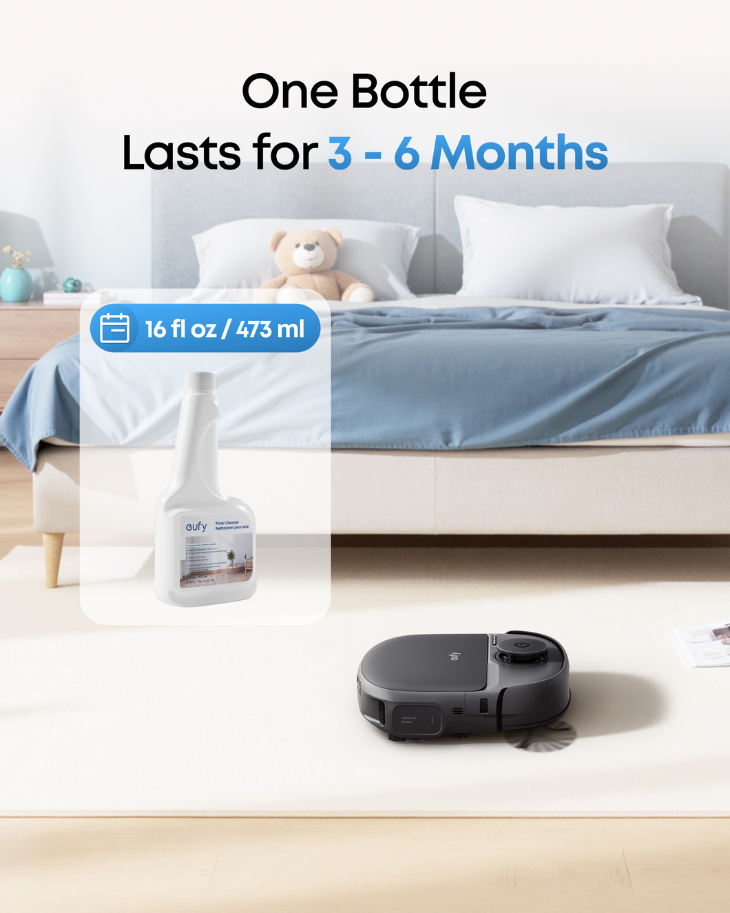 eufy Floor Cleaner, Ready to Use, 473 ml, Floor Cleaner, Accessory Compatible with eufy E28 & eufy C28