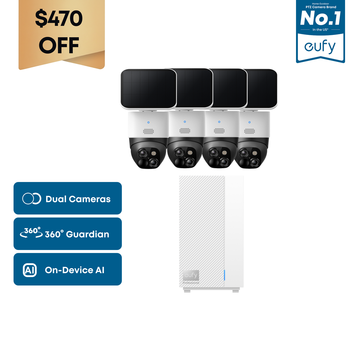 eufy SoloCam S340 (4-Cam Kit) + eufy HomeBase™ Professional S1
