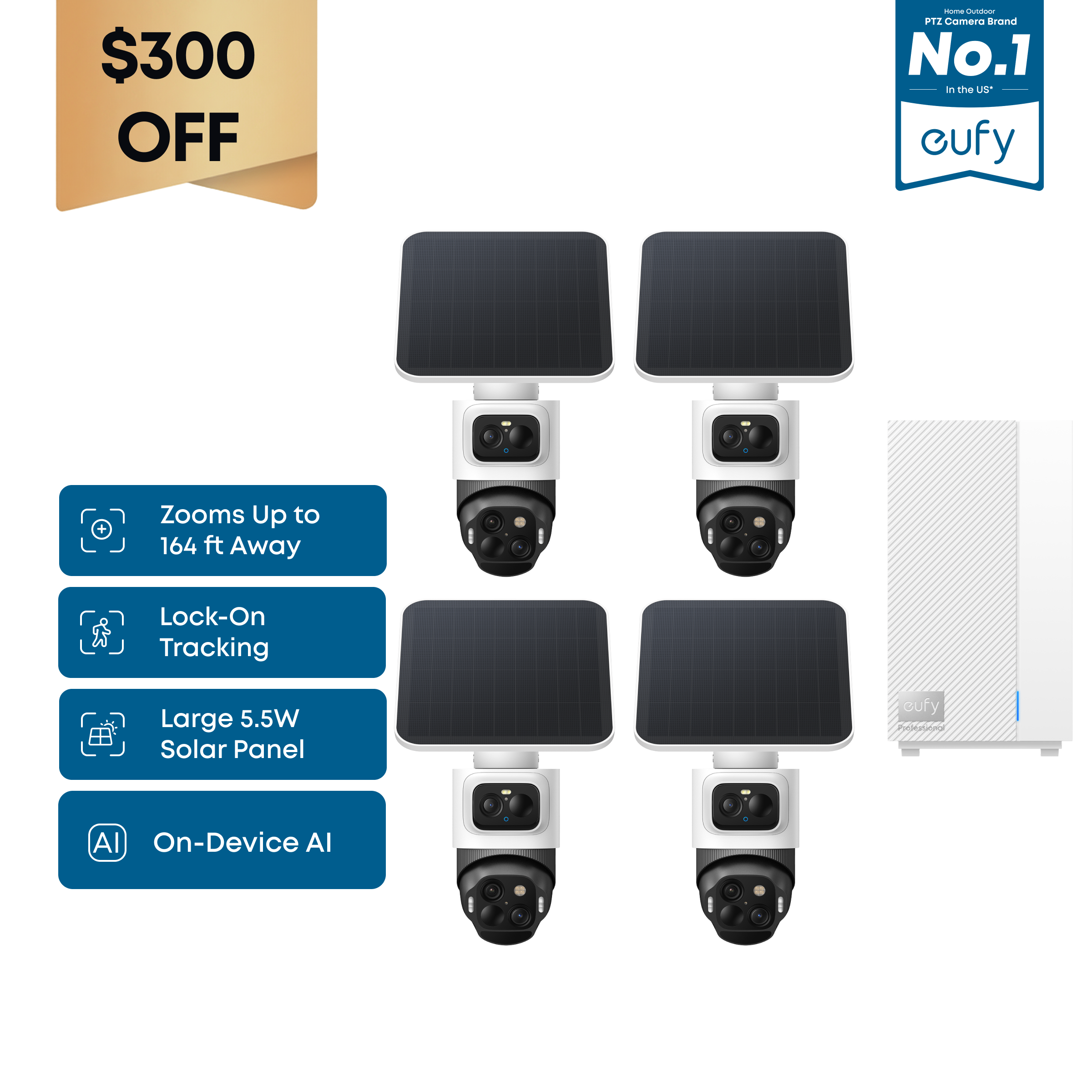 eufyCam S4 (4-Cam Kit) + eufy HomeBase™ Professional S1