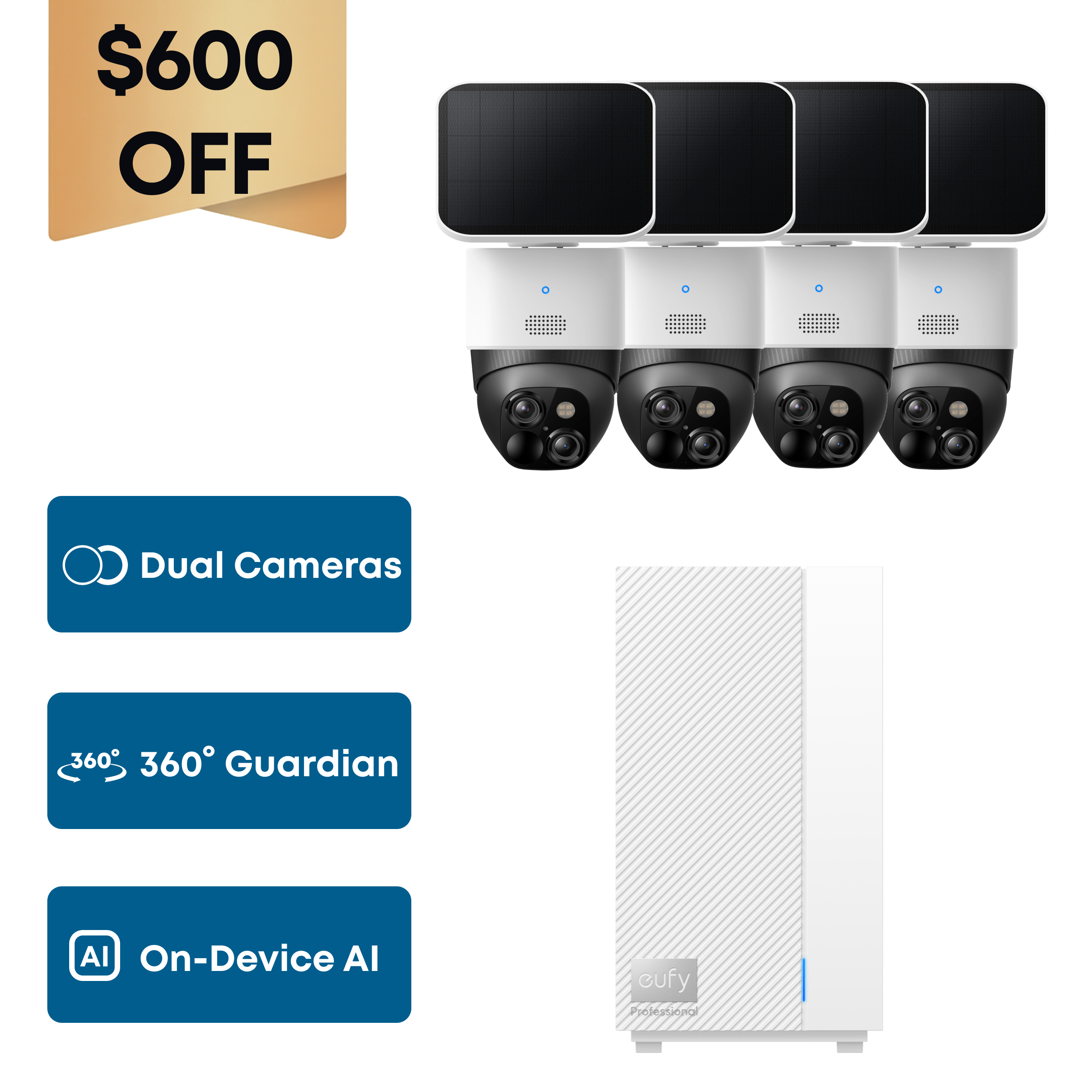 eufy SoloCam S340 (4-Cam Kit) + eufy HomeBase™ Professional S1