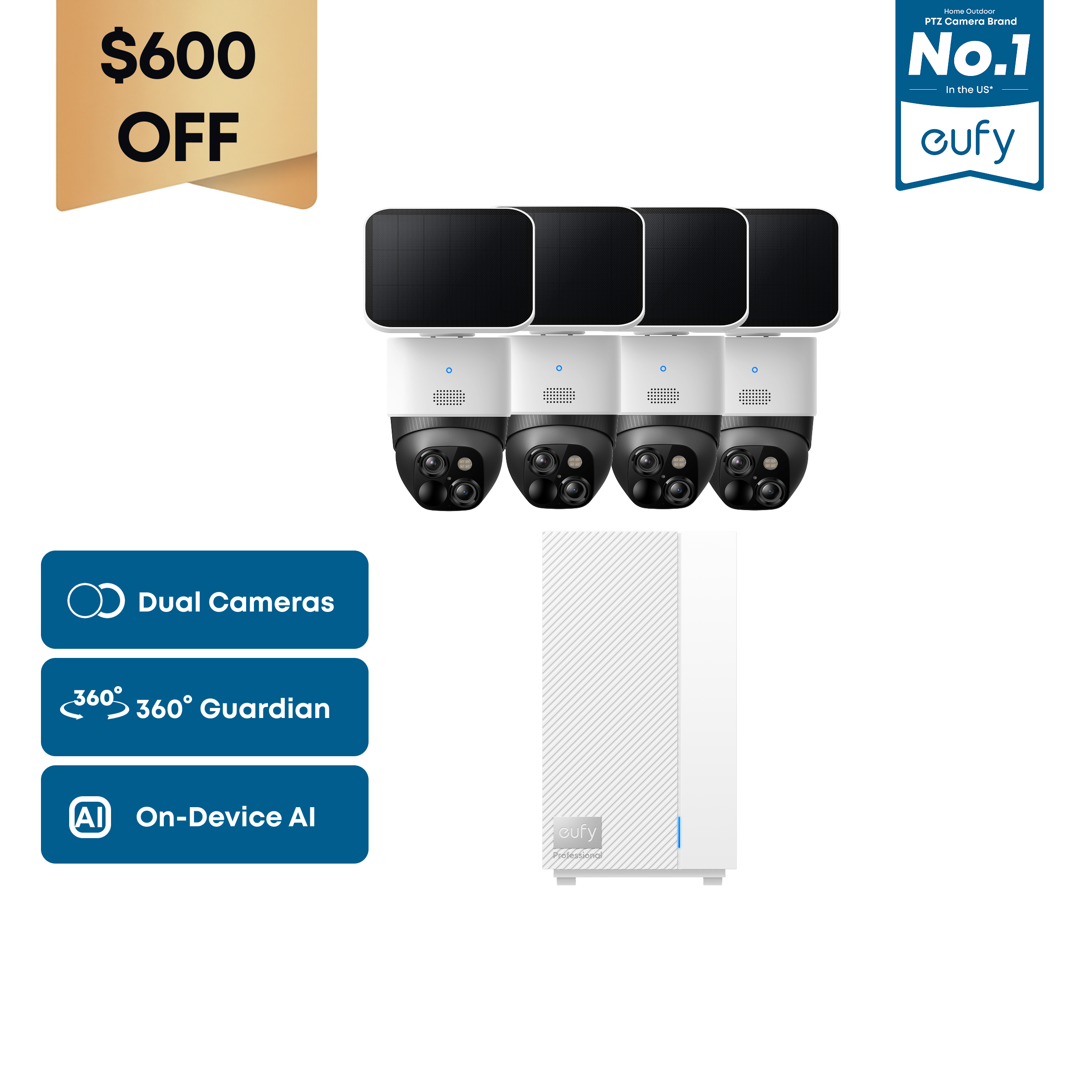 eufy SoloCam S340 (4-Cam Kit) + eufy HomeBase™ Professional S1