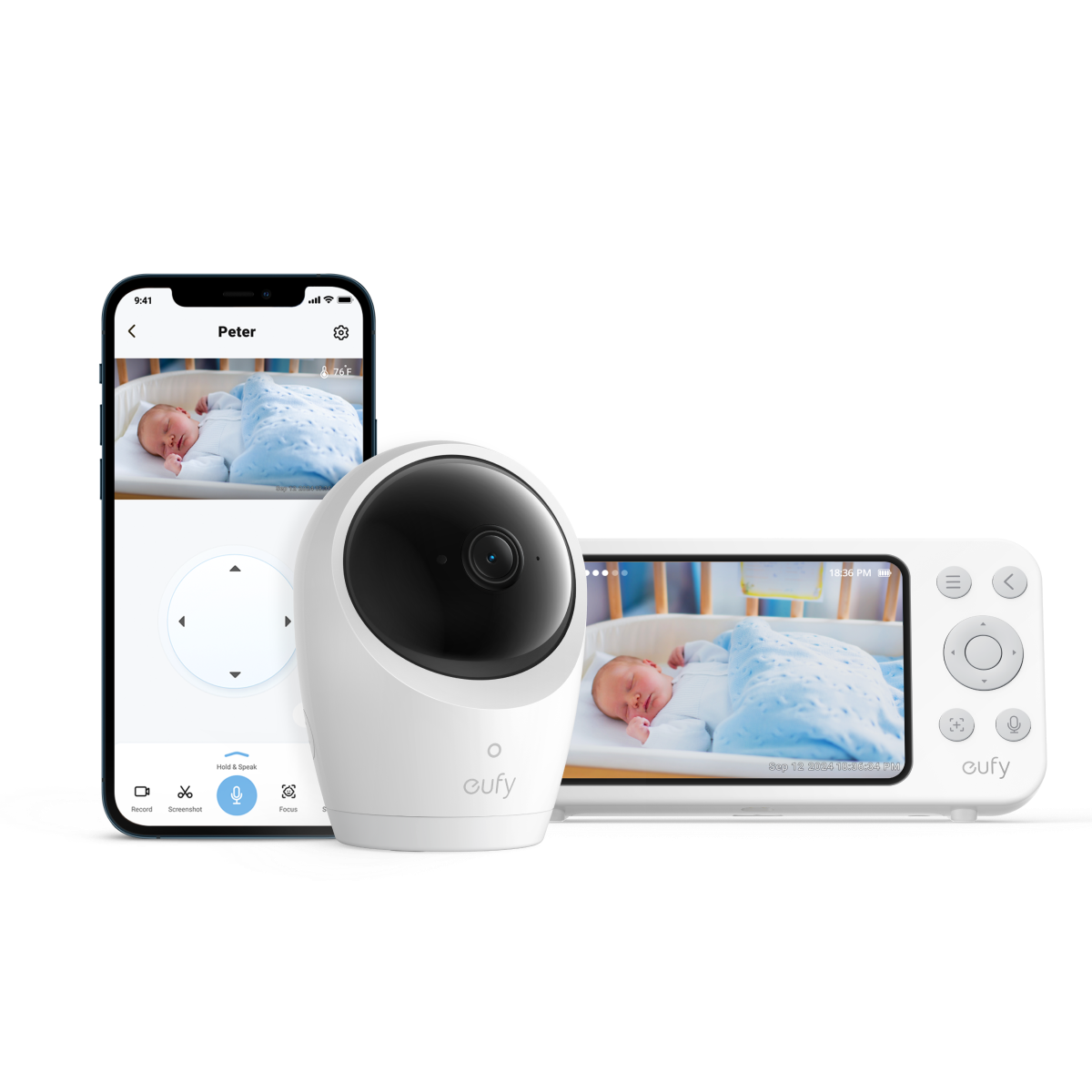 eufy baby monitor E20 with mobile and display