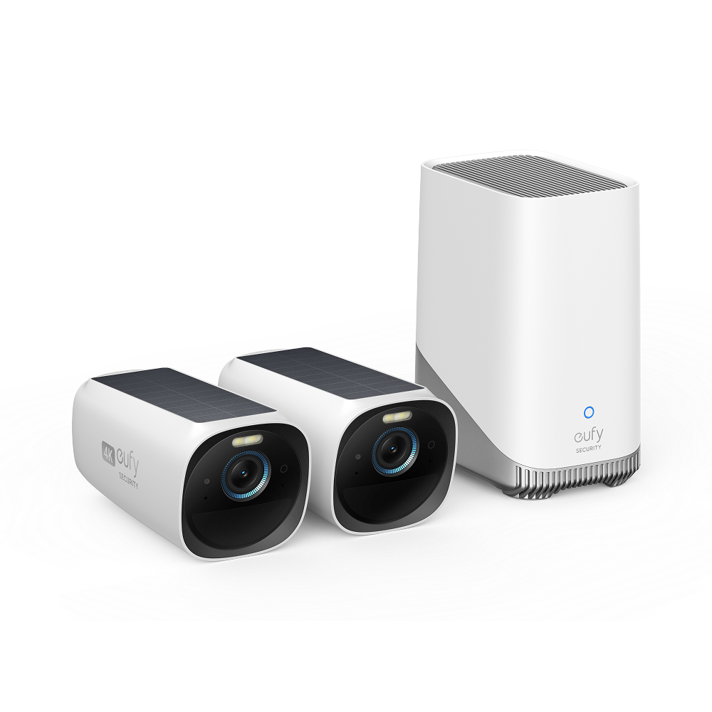 eufy 4K security cameras with solar panel and hub
