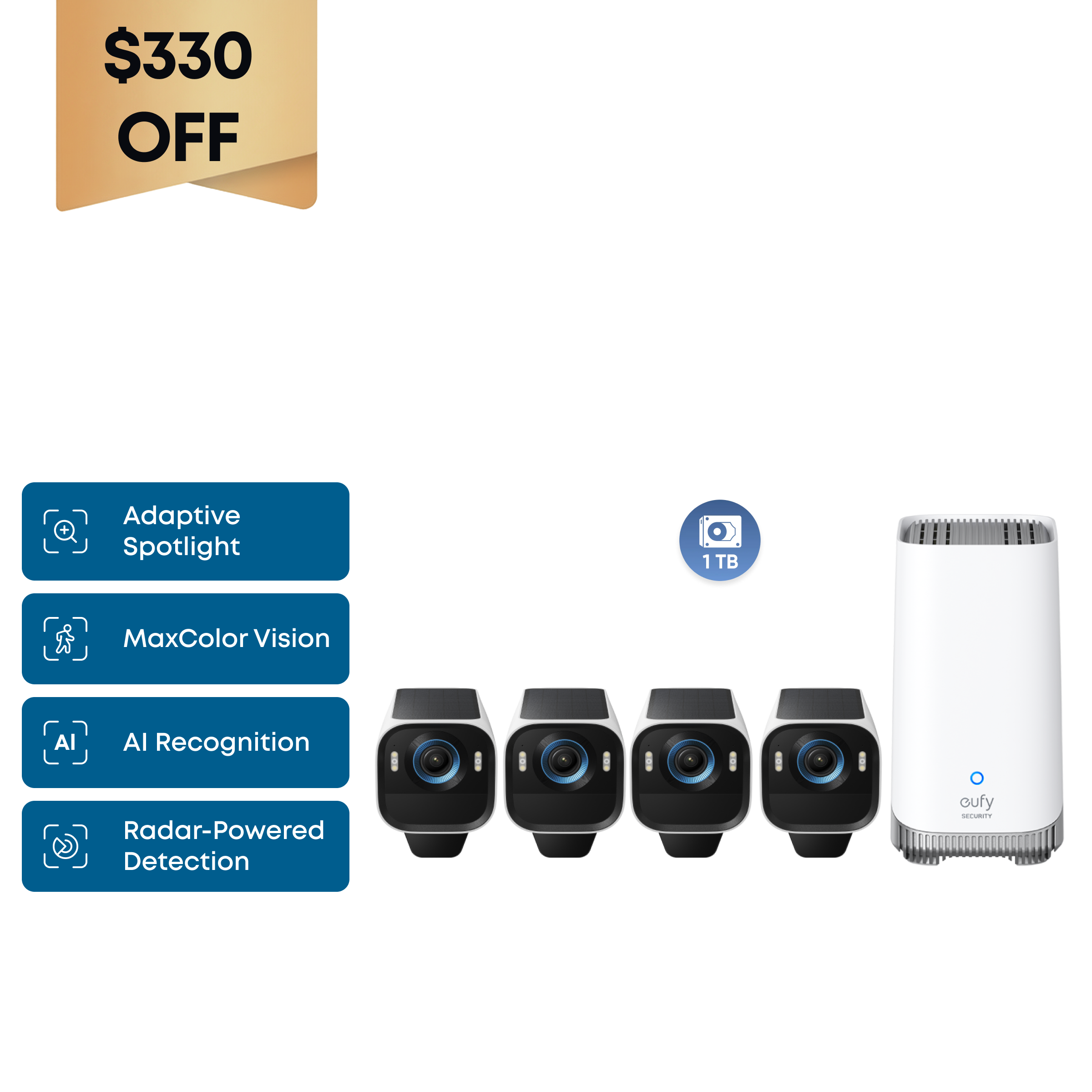 eufyCam S3 Pro 4-Cam Kit + 1 TB Hard Drive