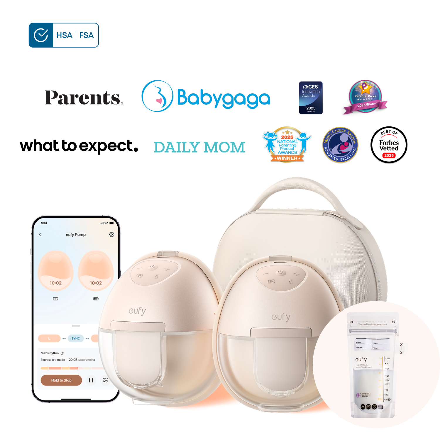 eufy Breast Pump S1 Pro & Milk Bags (120 Pieces)
