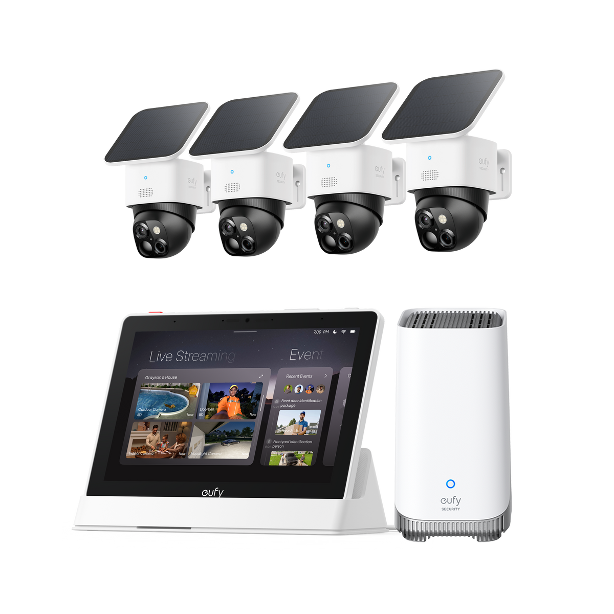 SoloCam S340  (4-Cam Pack) + HomeBase S380+ Smart Display E10