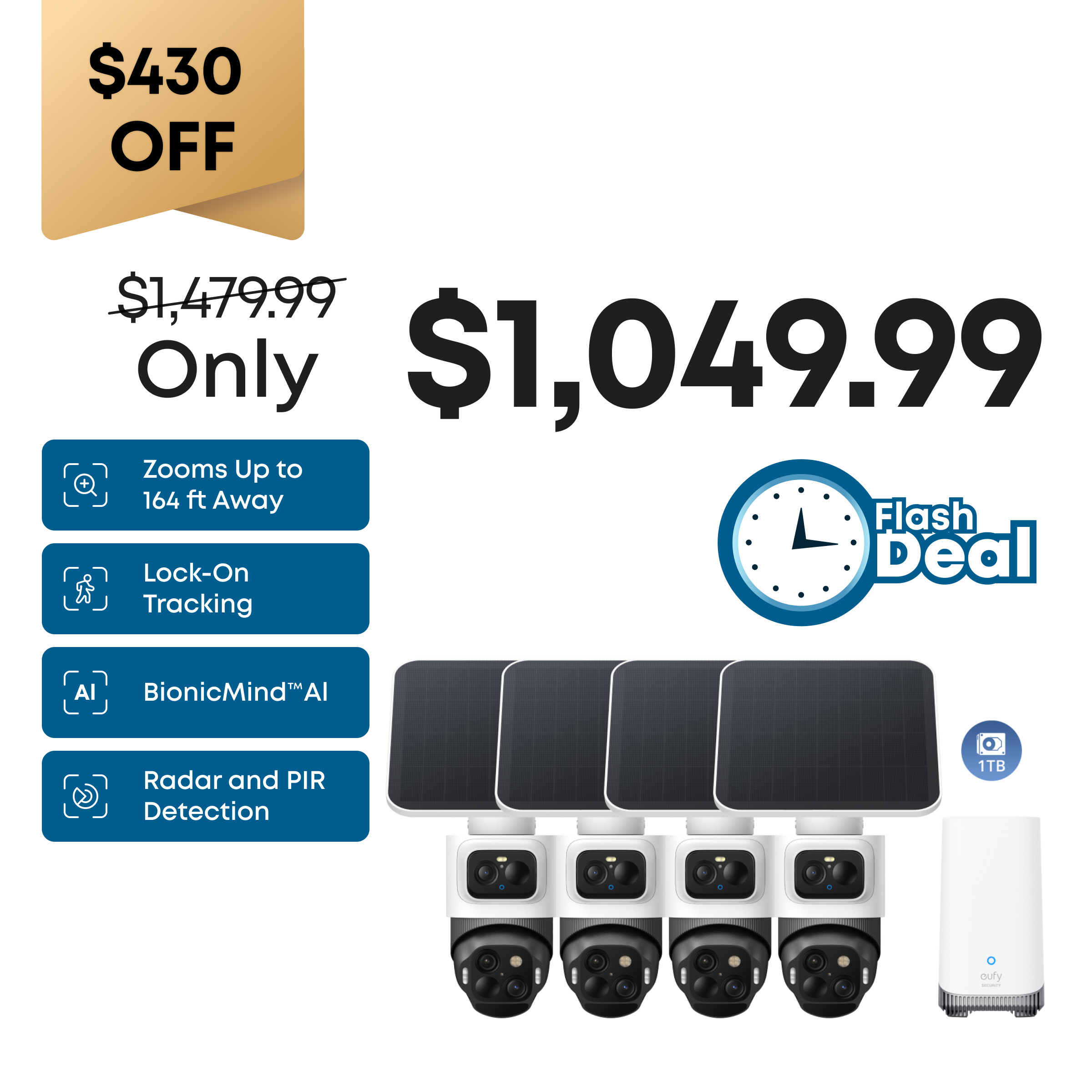 eufyCam S4 4-Cam Kit  + 1 TB Hard Drive