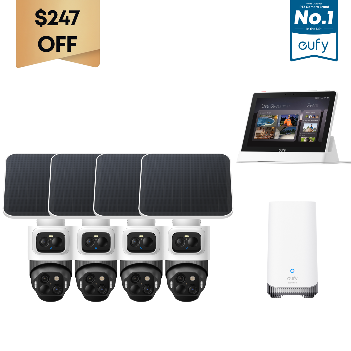 eufyCam S4 4-Cam Kit + eufy Smart Display E10