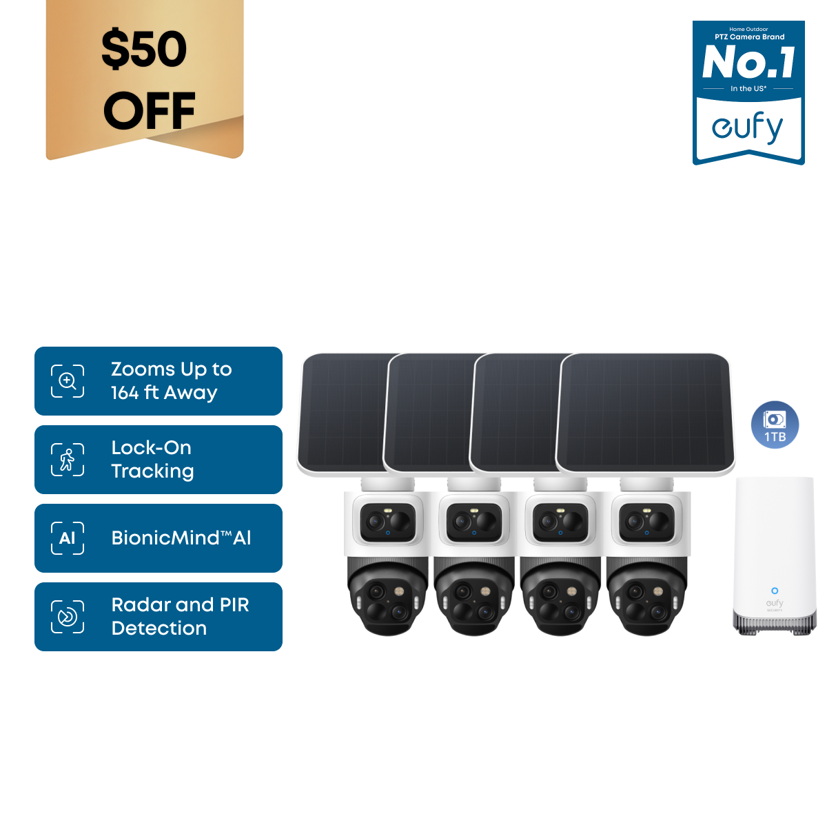 eufyCam S4 4-Cam Kit  + 1 TB Hard Drive