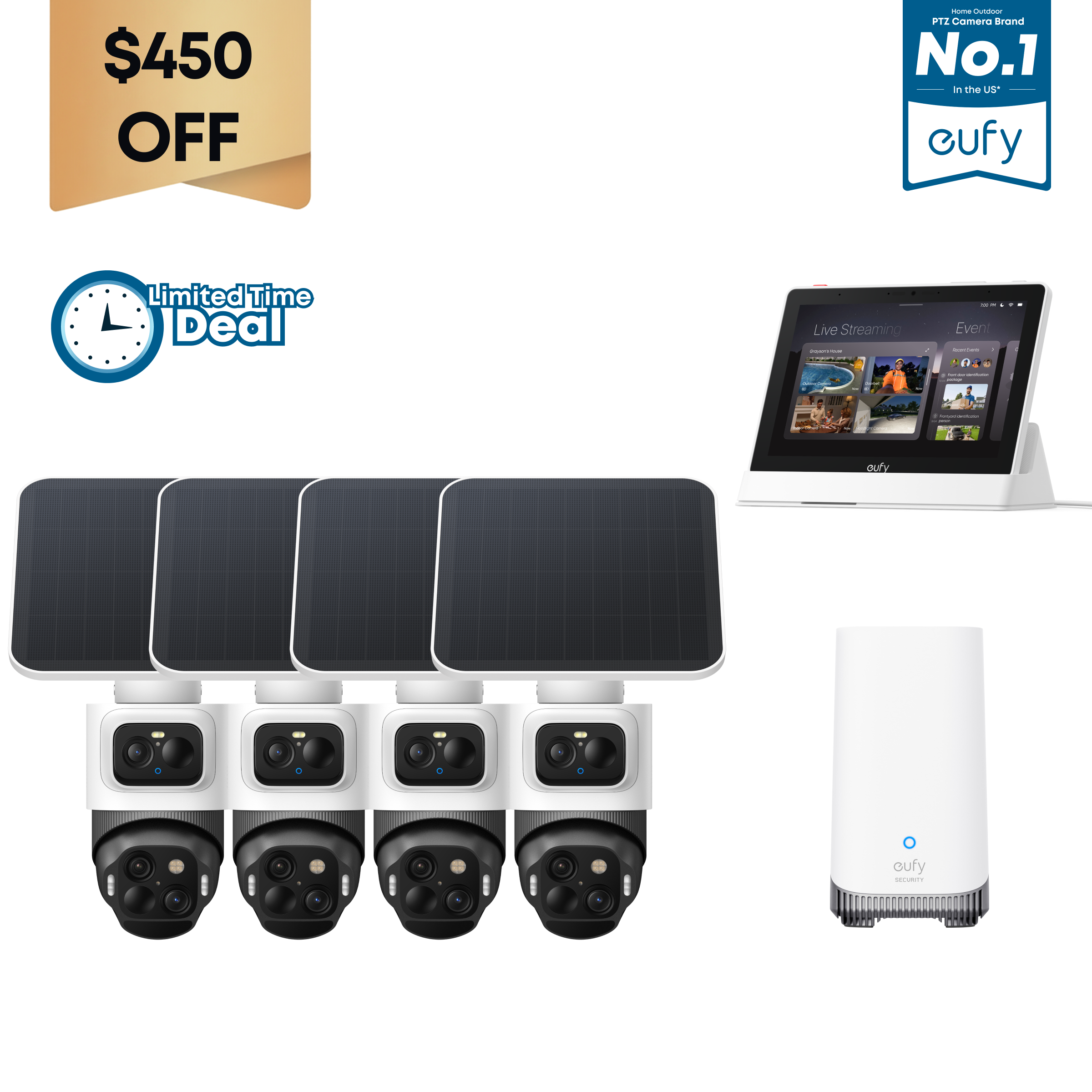 eufyCam S4 4-Cam Kit + eufy Smart Display E10