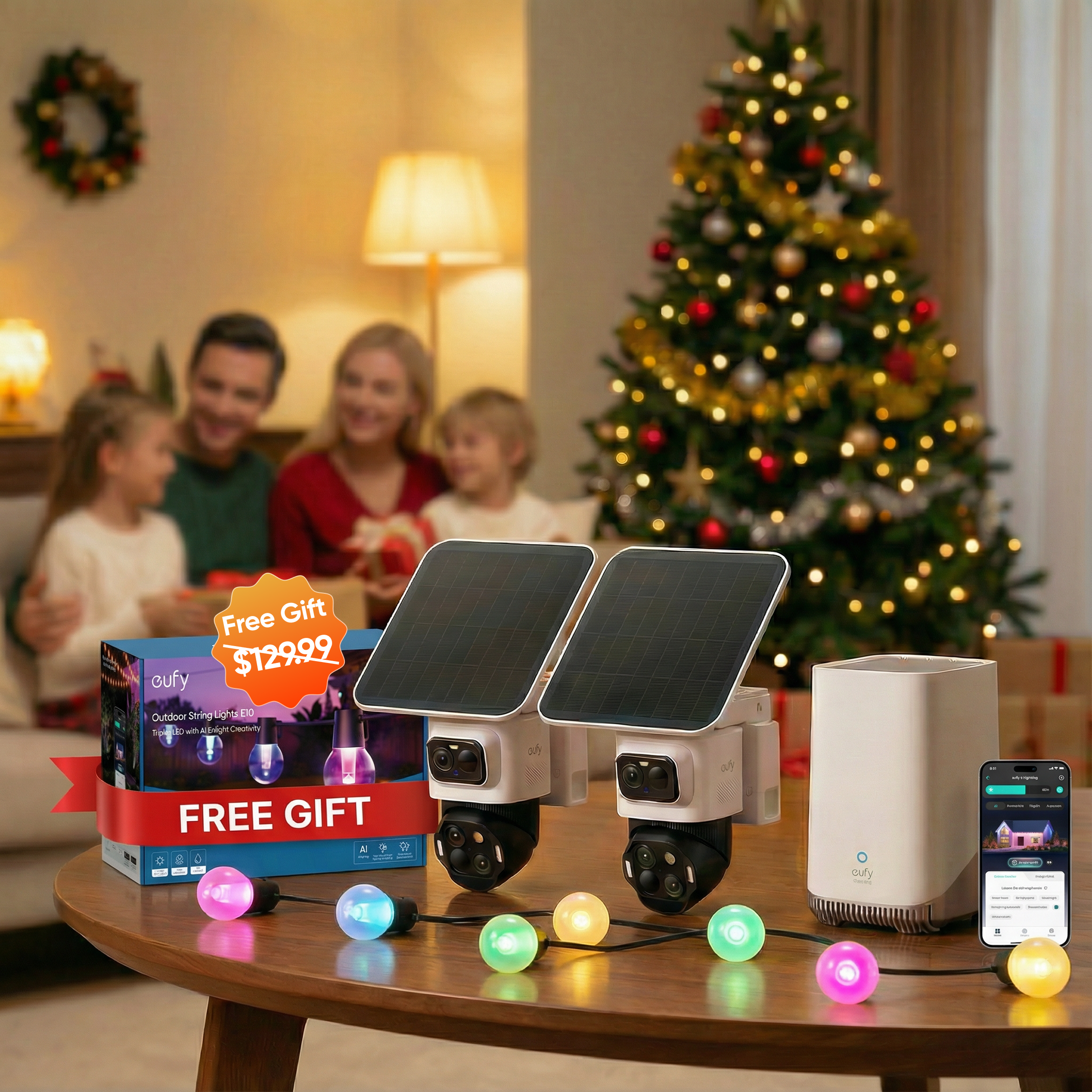 eufyCam S4 2-Cam Kit + eufy Outdoor String Lights E10