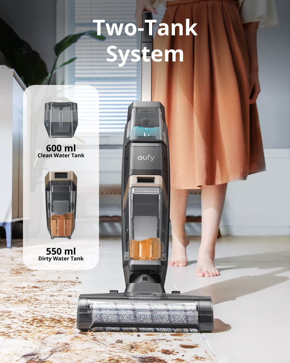 Eufy Clean WetVac WR21 Cordless Wet Dry Vacuum and Mop for Hardwood Floors and Carpet