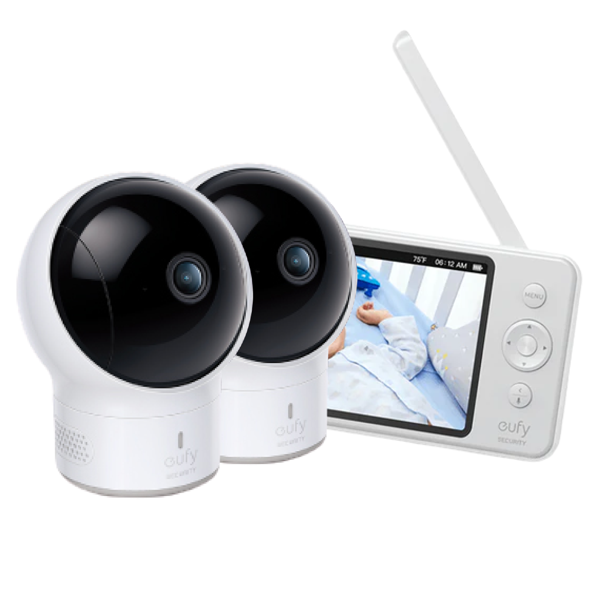 Eufy Security, Video Baby Monitor with Camera and Audio, 2-Cam Kit - White