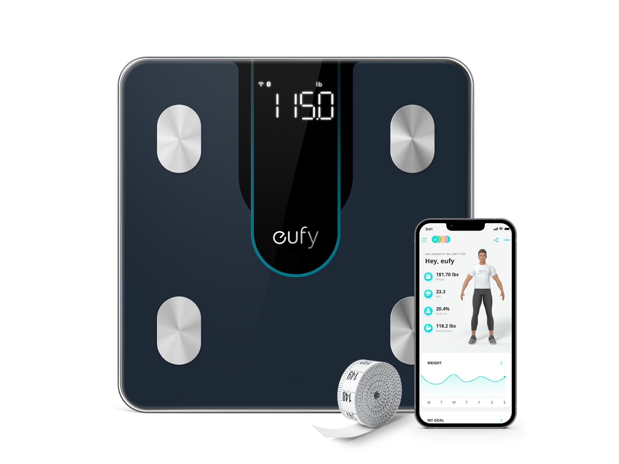 eufy by Anker Wi-Fi Fitness Tracking Smart Scale P3, Intelligent Analysis,  3D Virtual Body Mode with Emojis, 16-Measurement Digital Bluetooth Weight