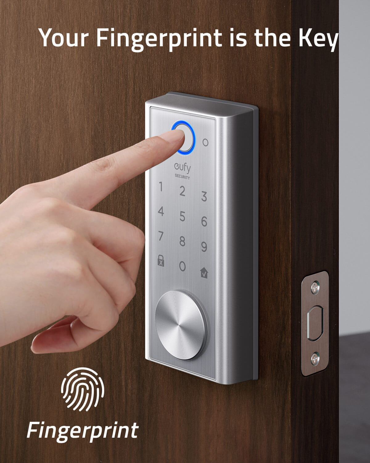 eufy Security S230 Smart Door Lock Touch & Wi-Fi, Fingerprint Scanner,  Keyless Entry Wi-Fi Bluetooth Electronic Deadbolt, Touchscreen Keypad, BHMA