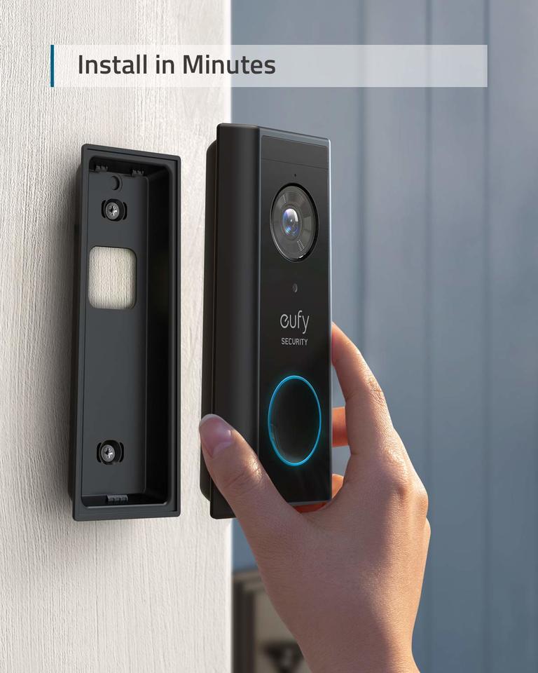 eufy Security eufy Security Video lock Wireless Wi-Fi Compatible Smart  Video Doorbell in Black at